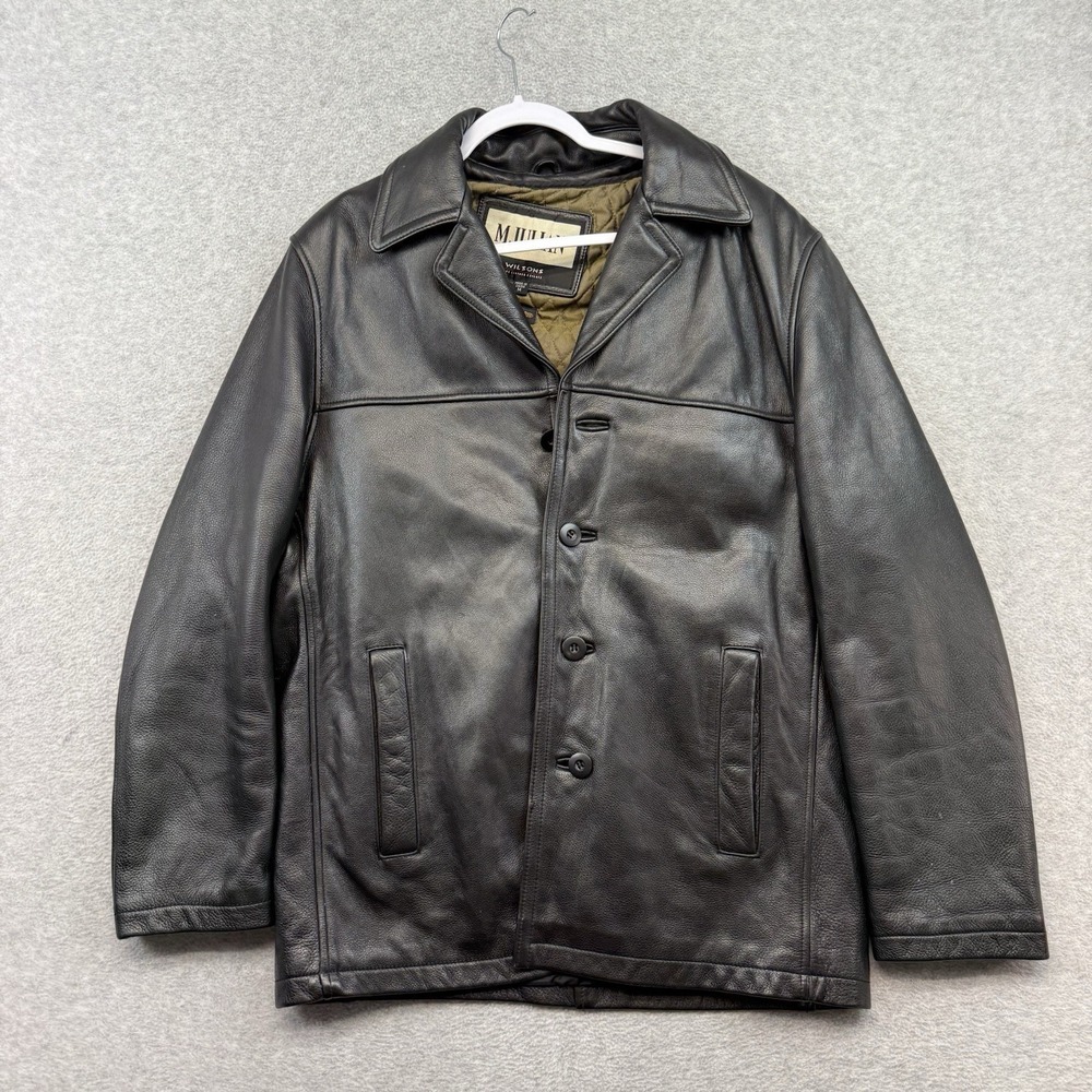 M. Julian Wilsons Thinsulate Black Leather Button Lined Jacket Coat Men's M